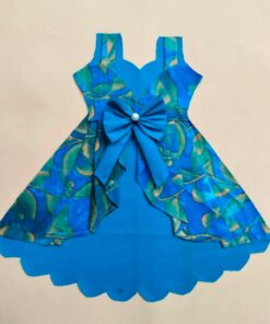 Floral Printed Frock Knee Length Short Frock Dress (blue)