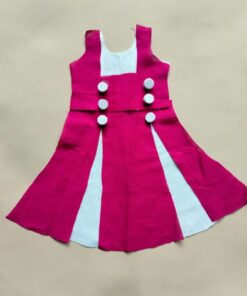 Floral Printed Frock Knee Length Short Frock Dress (Pink1)