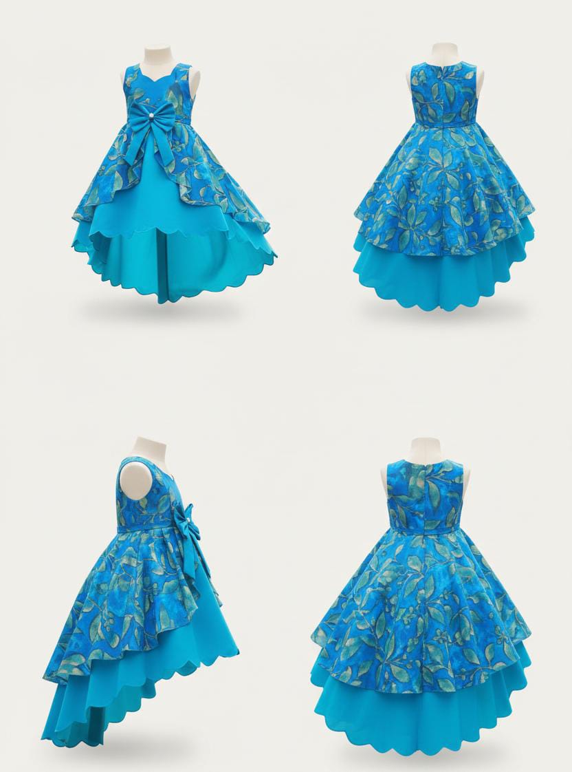 photo_23.01.25_gl1 Floral Printed Frock Knee Length Frock Dress (blue) - Image 3