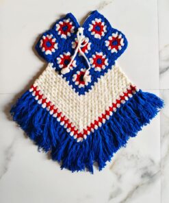 Girl Woolen Poncho Hand Knitted (Multi-colour)